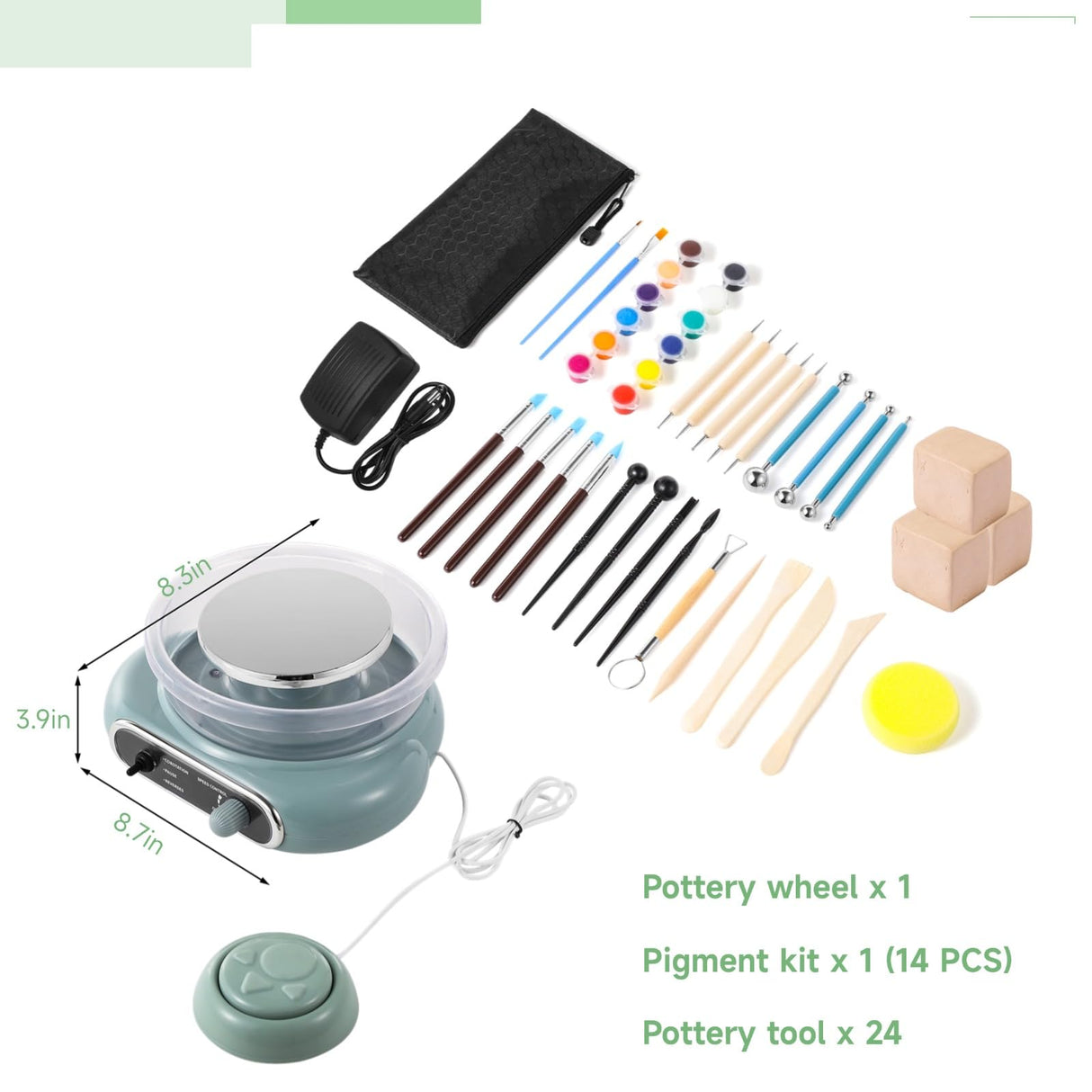 Mini Pottery Wheel Kit, Turntable Electric Pottery Wheel, Clay Making Pottery Machine with 24 Pottery Shaping Tools and Paint Set, Craft Kits Gift for Kids Teens & Adults Beginners OMISTAR
