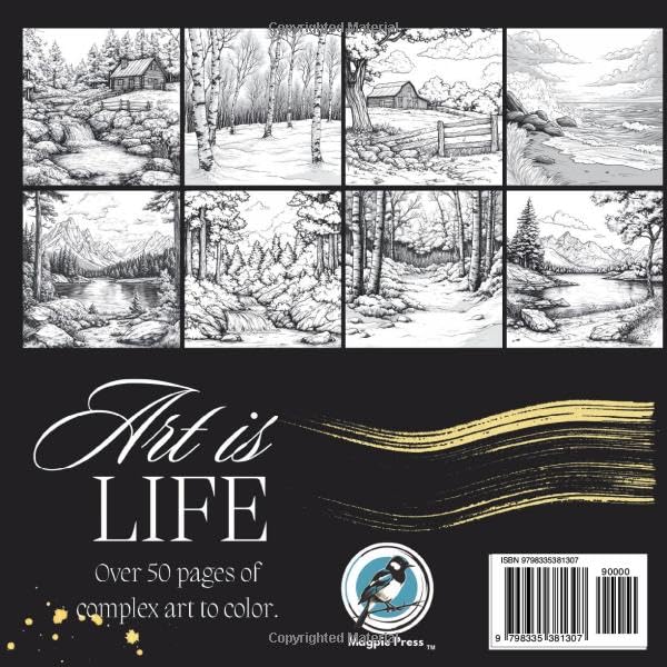 Happy Little Trees Premium Adult Coloring Book: Inspired Landscapes Art Coloring Pages (Artists Adult Coloring Books: Masterpieces by Magpie Press) WoodArtSupply
