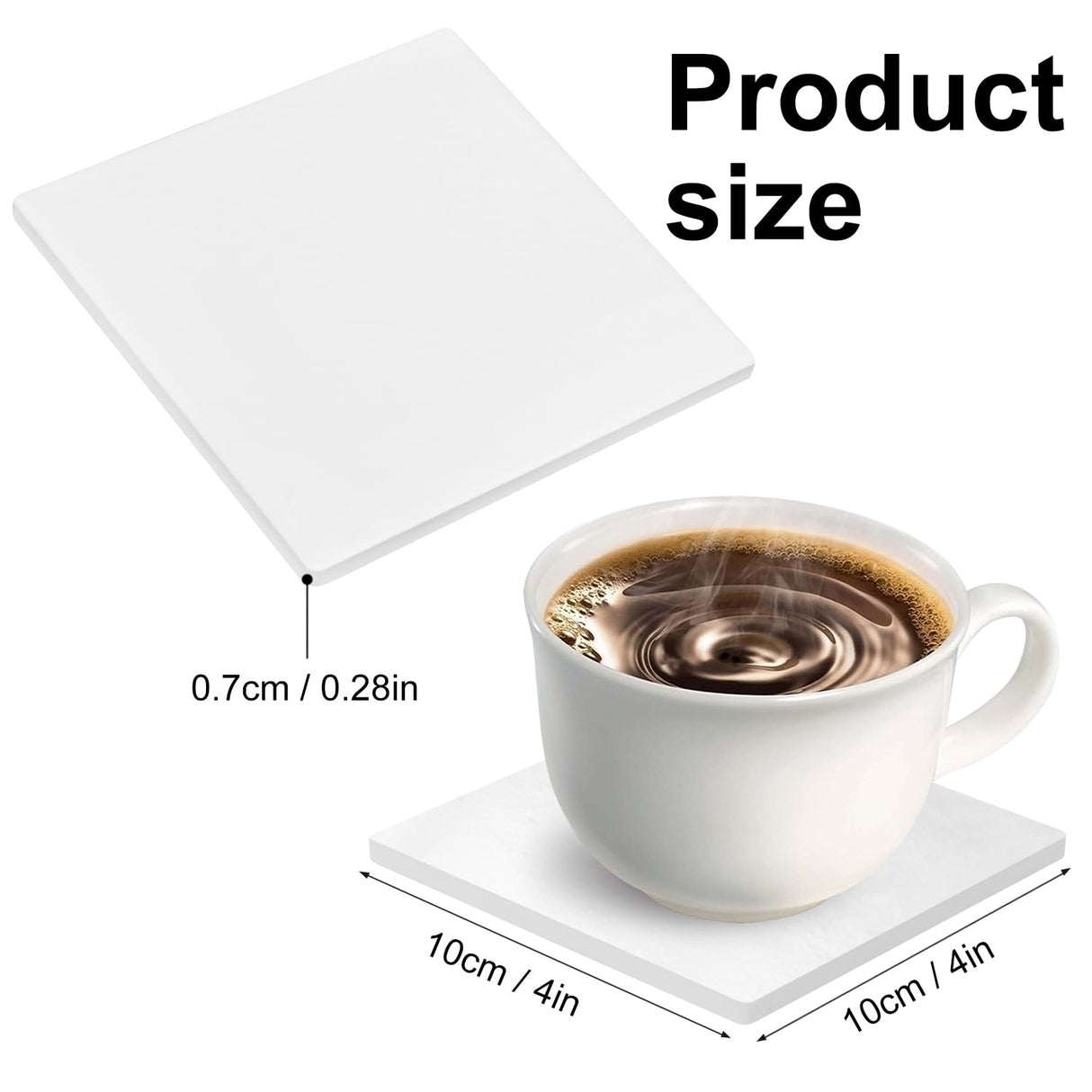 kukmakri 48 PCS Sublimation Blank Ceramic Coasters with Cork Backing Pads, 4x4 Inch Square Versatile & Decorative Glazed Ceramic Coasters for Crafting, Absorbent Ceramic Coaster for Drink kukmakri