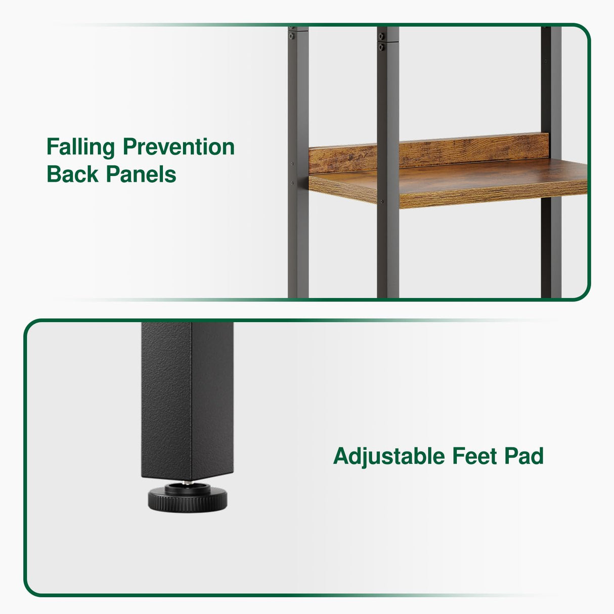 OTK Triple Column 5 Tier Bookshelf, Large Bookcase with 14 Open Display Shelves, Adjustable Industrial Book Shelf with Baffles, Wide Bookshelves for Bedroom, Living Room and Home Office, Rustic Brown OTK