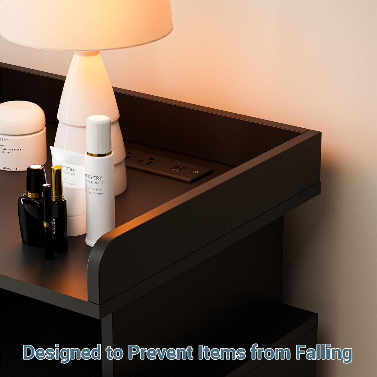 Yeyawomy Black 6 Drawer Dresser with Charging Station & Led Light for Bedroom, Accent Chests of Drawers with Large Cabinet, Modern Storage Dresser with 2 Layer Shelves for Bedroom,Hallway Yeyawomy