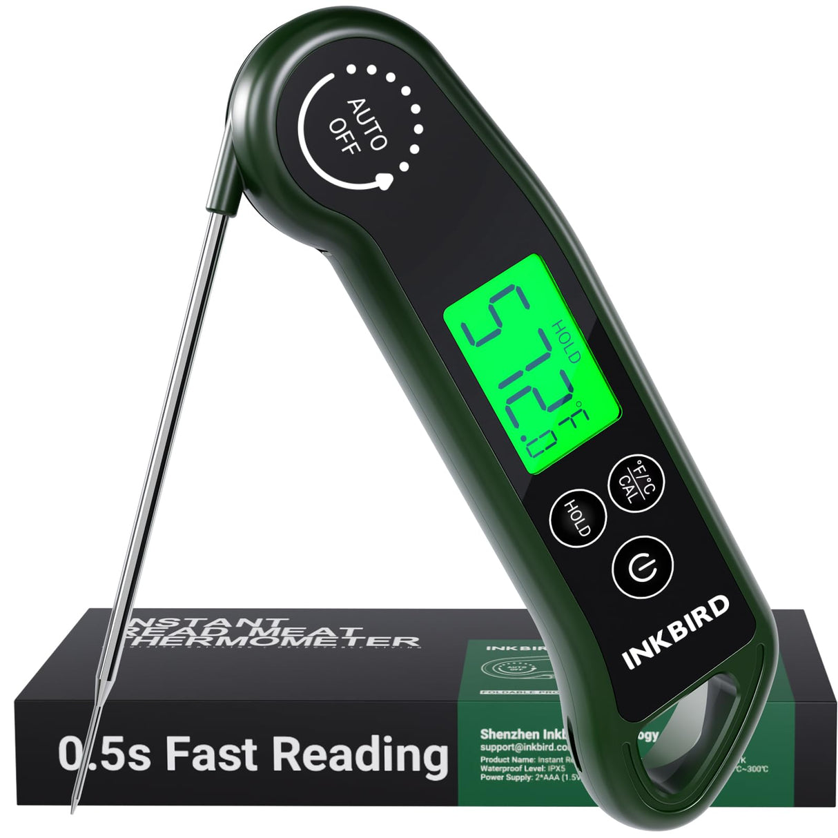 INKBIRD 0.5 Seconds Instant Read Meat Thermometer for Cooking RHT-11K, ±0.5℉ Accuracy Digital Food Thermometer with 1.42inch Large Screen, Waterproof Kitchen Thermometer for Candy, Grill, BBQ, Brewing Inkbird