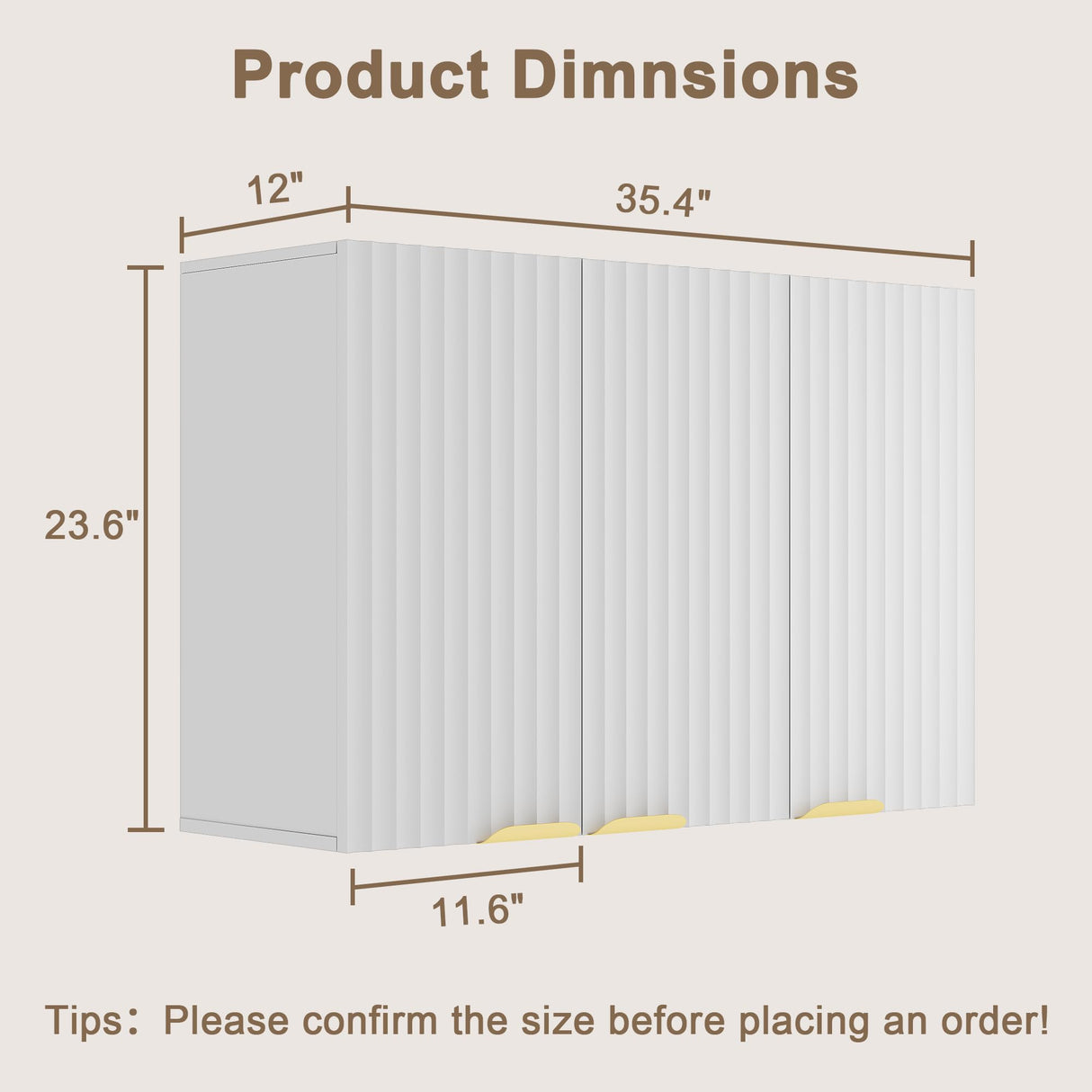 ChooChoo 3-Door Bathroom Wall Cabinet, Fluted Kitchen Wall Cabinet with Adjustable Shelf, Wall Mounted Storage Cupboard for Bathroom, Laundry Room, Entryway, Garage, White ChooChoo