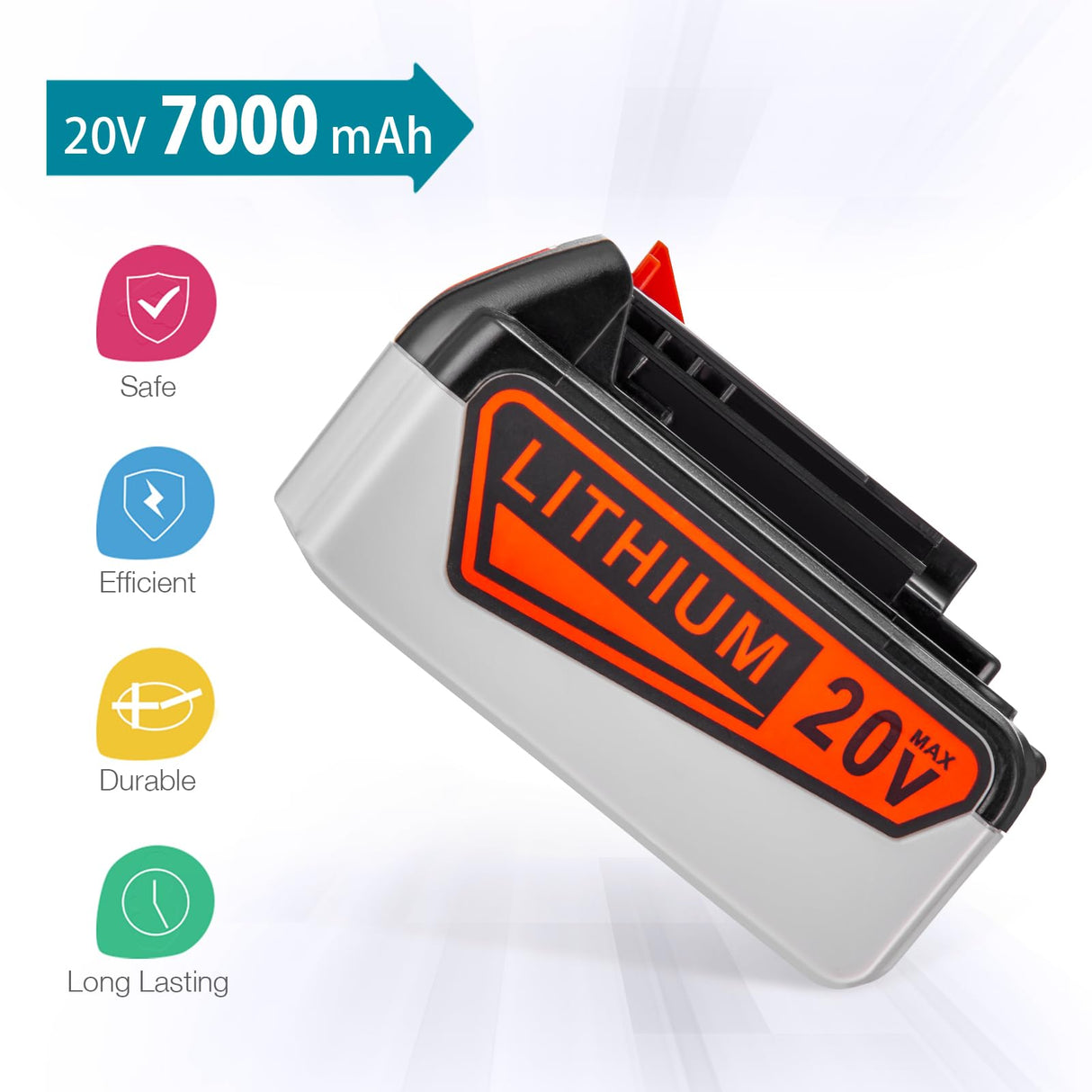 ORHFS 7.0Ah 20V Lithium Battery Compatible with Black+Decker 20Volt Max LBXR20 LB20 LBX20 LBXR2020 LBX4020 LB2X4020-OPE LBXR20-OPE Cordless Power Tools with 20v Battery Rapid Charger ORHFS