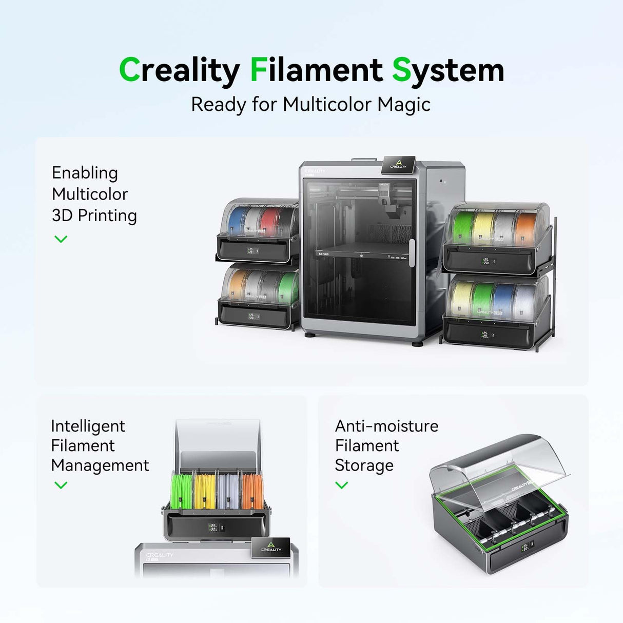 Creality CFS for K2 Plus 3D Printer, 16 Color Automatic Filament System, Filament Runout & Winding Detection, Moisture-Proof Storage Accessories Creality