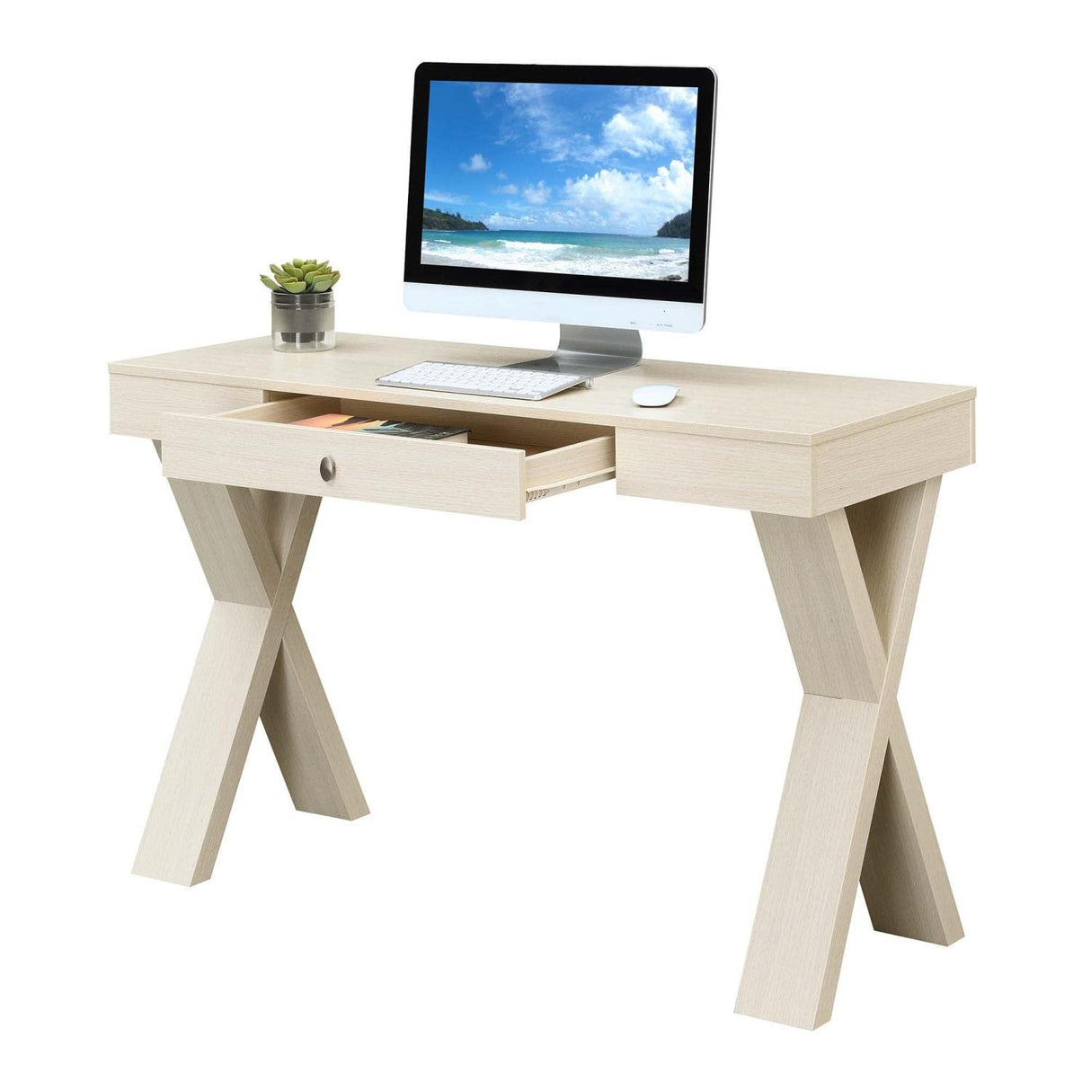 Convenience Concepts Newport 1 Drawer Desk, Ivory Convenience Concepts