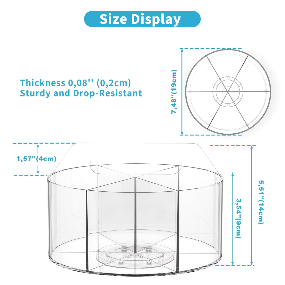 Acrylic Pen Holder for Desks, Acrylic Desk Organizer Clear, 360 Degree Pencil Holder for Desk Kids, Rotating Desk Organizer Rotating Pen Holder for Desk, Art Supply Storage Organizer 6 Compartments Wawocs
