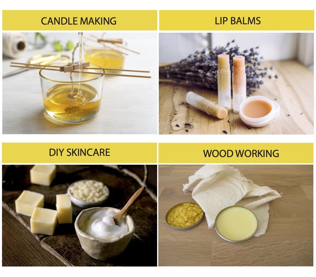 Beesworks Yellow Beeswax Pellets (1 lb) | 100% Pure, Cosmetic Grade, Triple-Filtered Beeswax for DIY Skin care, Lip Balm, Lotion, and Candle Making BEESWORKS