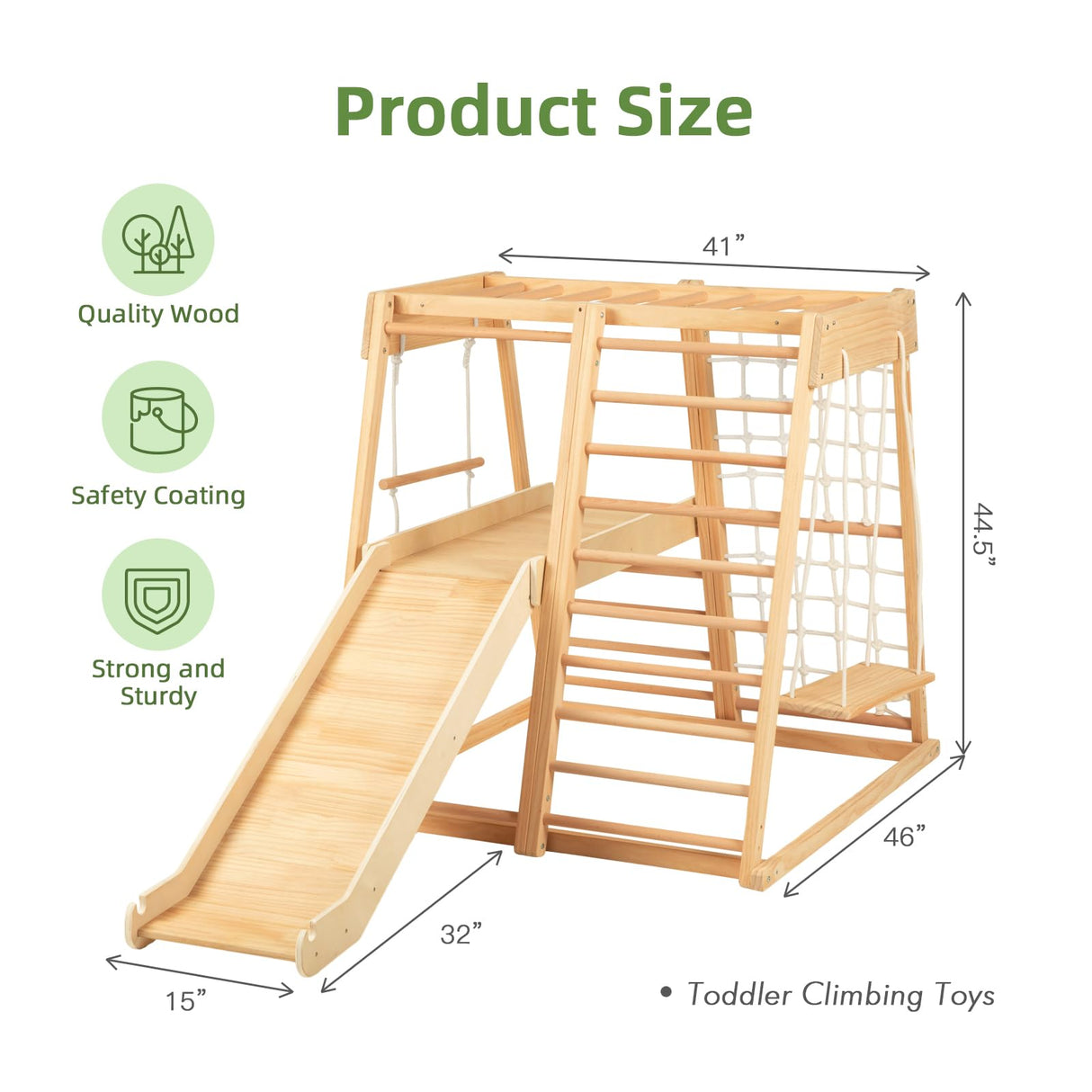 OOOK 8 in 1 Indoor Play Kids Gym,Indoor Kids Playground,Climbing Toys for Toddlers 3-8, Climber Playset with Slide, Climbing Rock/Net, Climbing Ladder, Monkey Bars, Rope Ladder,Swing OOOK