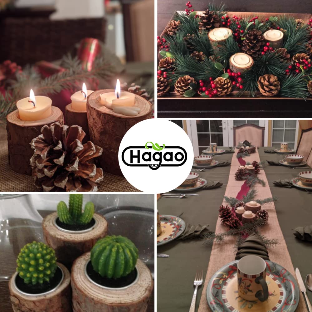 Hagao Tea Light Candle Holders, Personalized Wooden Votive Tealight Holder for Wedding Party Birthday Holiday Set of 12 (1") Hagao