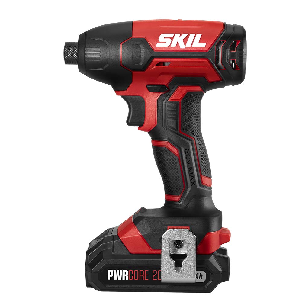 SKIL 4-Tool Kit: 20V Cordless Drill Driver, Impact Driver, Reciprocating Saw and LED Spotlight, Includes Two 2.0Ah Lithium Batteries and One Charger - CB739601, White Skil