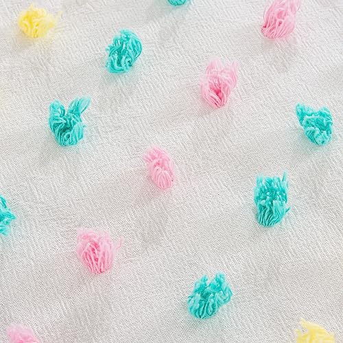 HOMBYS Tufted Pom Poms Bedding Comforter Set for Girls, 3 Piece White Boho Jacquard Kids Comforter Set for All Season,Twin/Twin XL Size HOMBYS