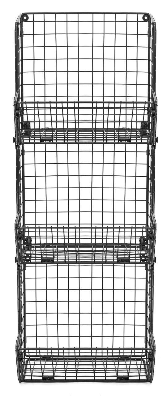 Sorbus Hanging Fruit Basket Wall Mounted Wire Metal Bins - 3 Tier Storage Basket Organizer for Kitchen Storage, Great for Produce Fruits & Vegetables, Potato Onion Storage Bathroom Tower (Black) Sorbus