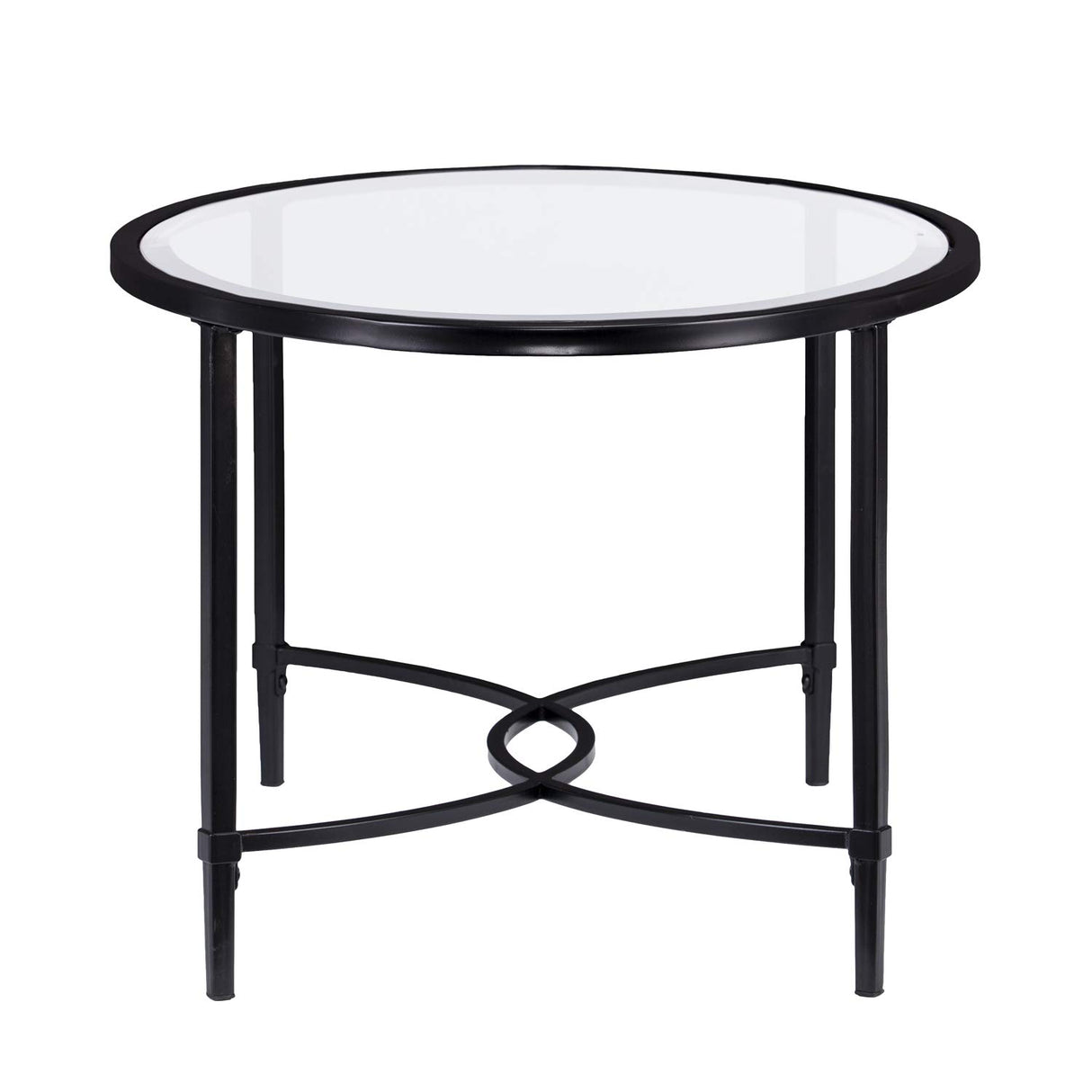 SEI Furniture Quinton Metal/Glass Oval Cocktail Table - Black, 45 in x 25 in x 19 in SEI Furniture