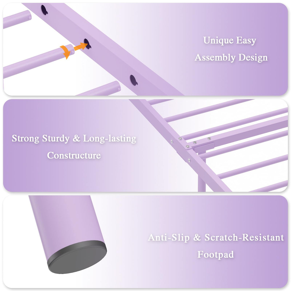Weehom Twin Size Bed Frame with Headboard and Footboard Steel Slats Support Twin Metal Bed No Box Spring Needed Easy to Assembly, Purple Weehom