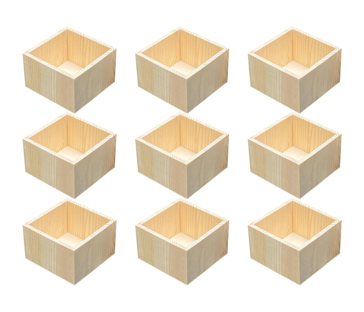 6 Pack 4.7 Inch Square Wood Box Unfinished Small Wooden Boxes for Crafts (Outer 4.7X 4.7X 3 in,Interior 4 x 4 x 2.9 in) Cregugua