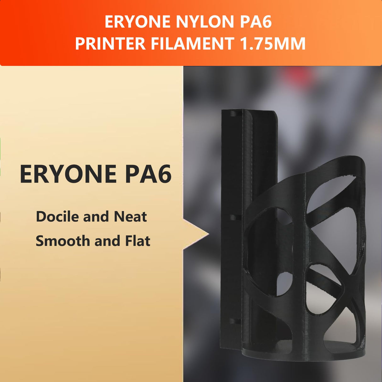 ERYONE Nylon Filament 1.75mm +/- 0.03mm, 3D Printer PA6 Filament 1kg (2.2LBS)/Spool, Fit Most FDM Printer, PA6 Black ERYONE