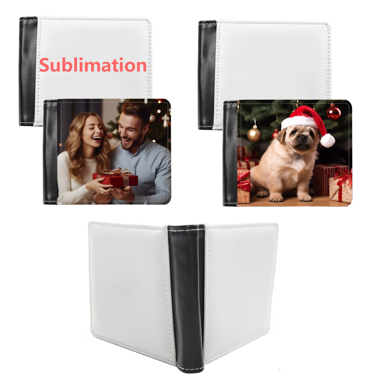 AiDiYGECO 5 pcs sublimation Wallet blank for men leather heat transfer fathers day Sublimate wallets card holder DIY black pocket wallets office travel work supplies AiDiYGECO