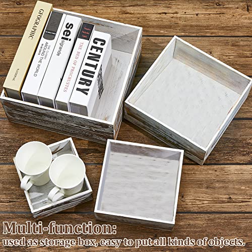 Juexica Set of 4 Wood Display Risers Rustic Cupcake Stand Wooden Stackable Display Box Wood Cake Stand for Dessert Wedding Birthday Baby Shower Party (Classic) Juexica