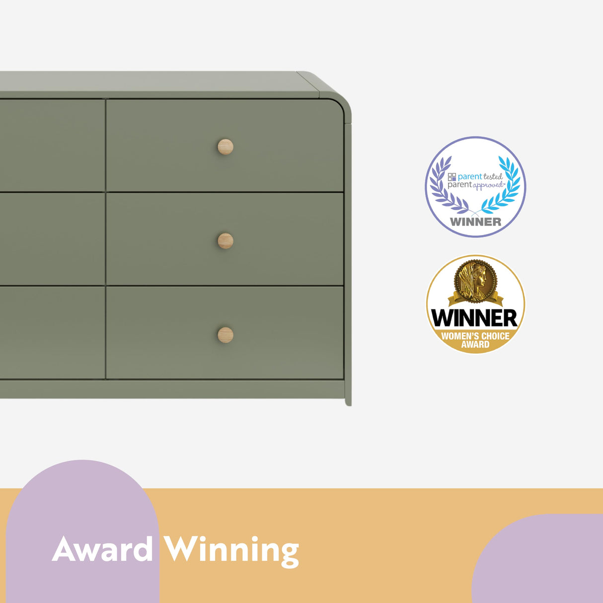 Storkcraft Santos 6 Drawer Bedroom Dresser (Olive & Natural) – GREENGUARD Gold Certified Dresser for Kids Bedroom with Interlocking Drawer System Storkcraft