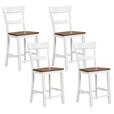 Giantex 24.5" Farmhouse Wooden Bar Stools Set of 4 with Ergonomic Backrest and Footrest