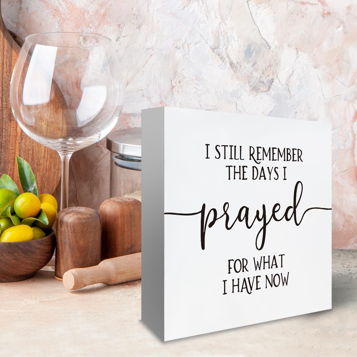Inspirational Home Wooden Box Sign I Still Remember the Days I Prayed, Motivational Wooden Block Sign for Home Living Room Bedroom Decor, Farmhouse Kitchen Summerjokes