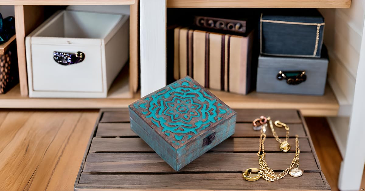 Great Birthday Gift Ideas Handmade Decorative Wooden Jewelry Box Jewelry Organizer Keepsake Box Treasure Chest Trinket Holder Watch Box Storage Box Housewarming Gifts Women The Great Indian Bazaar