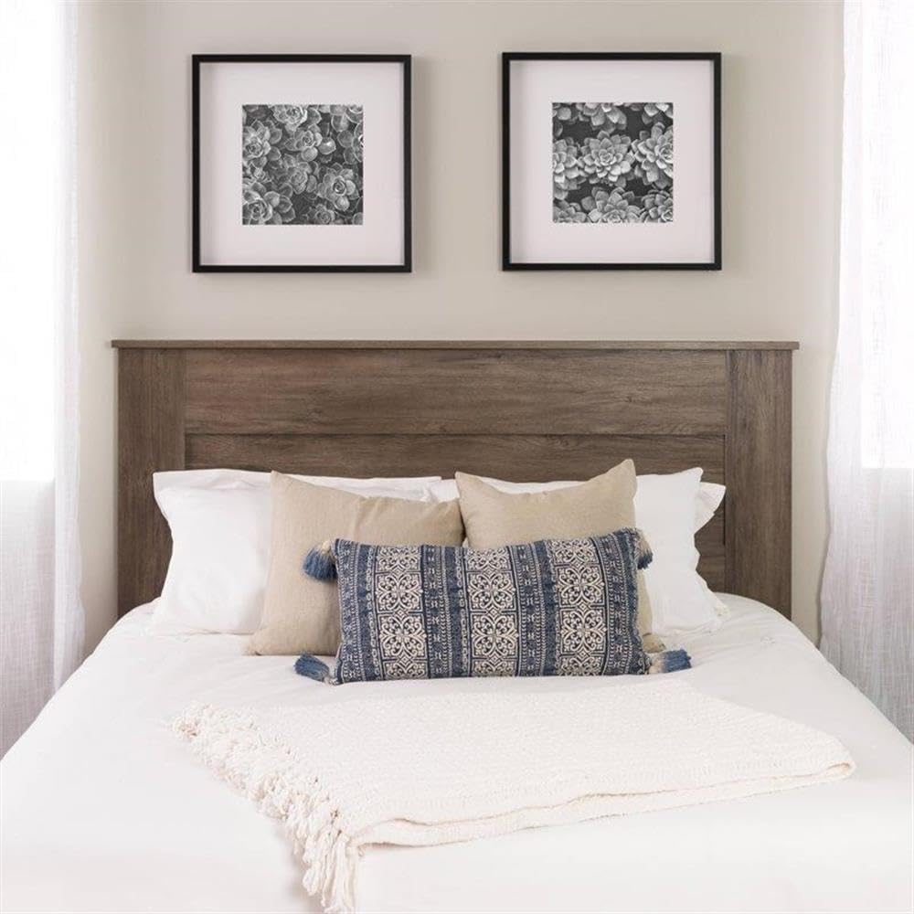 Prepac Stylish Flat Wood Panel Headboard for Queen Size Beds, Simplistic Wooden Queen Headboard 2.25" D x 64.5" W x 48" H, Drifted Gray, DHFQ-1301-1 Prepac