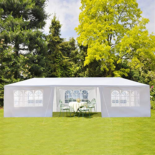 Simply-Me 10' x 30' Outdoor Canopy Tent White Wedding Gazebo Party Practical Waterproof Tent with Brighter Windows,5 Removable Side Walls Simply-ME