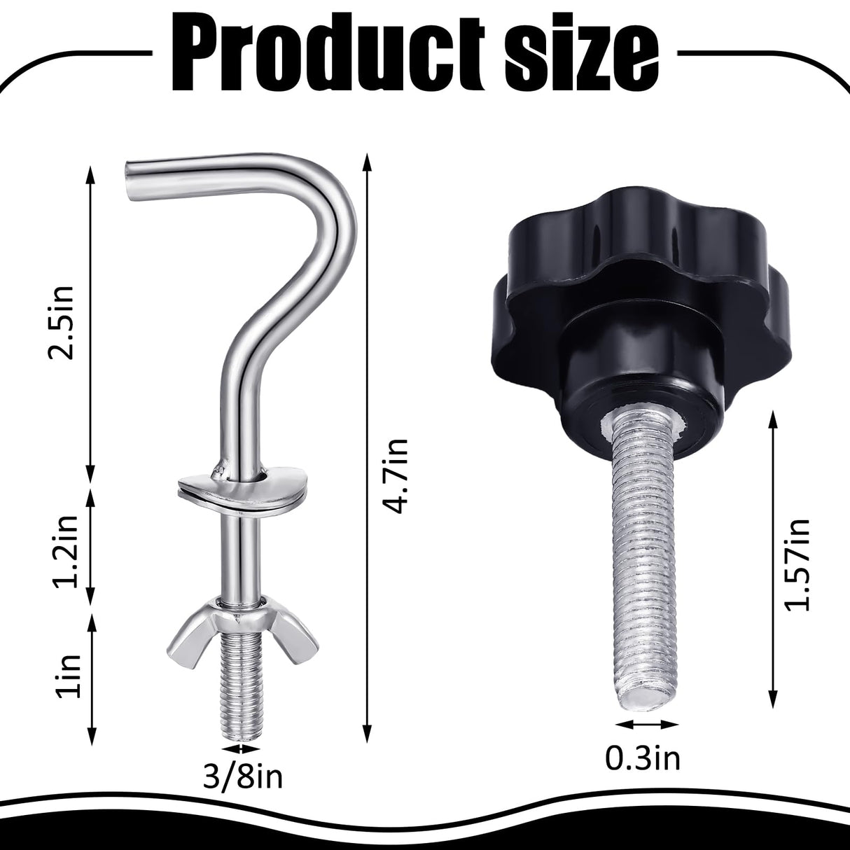 Therwen 8 Pcs Hammock Hardware Kit Heavy Duty Hammock Stand Hook Replacement Thread Hand Knob for Swing Chair Patio Umbrella Base Garden(Silver) Therwen