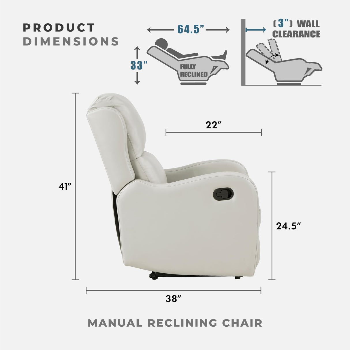 Lexicon Manual Recliner Chair, Reclining Sofa Chair, Home Theater Seating, Wall Hugger, Manual Recliner for Living Room/Office/Apartment, Easy Assembly, Taupe Faux Leather Lexicon