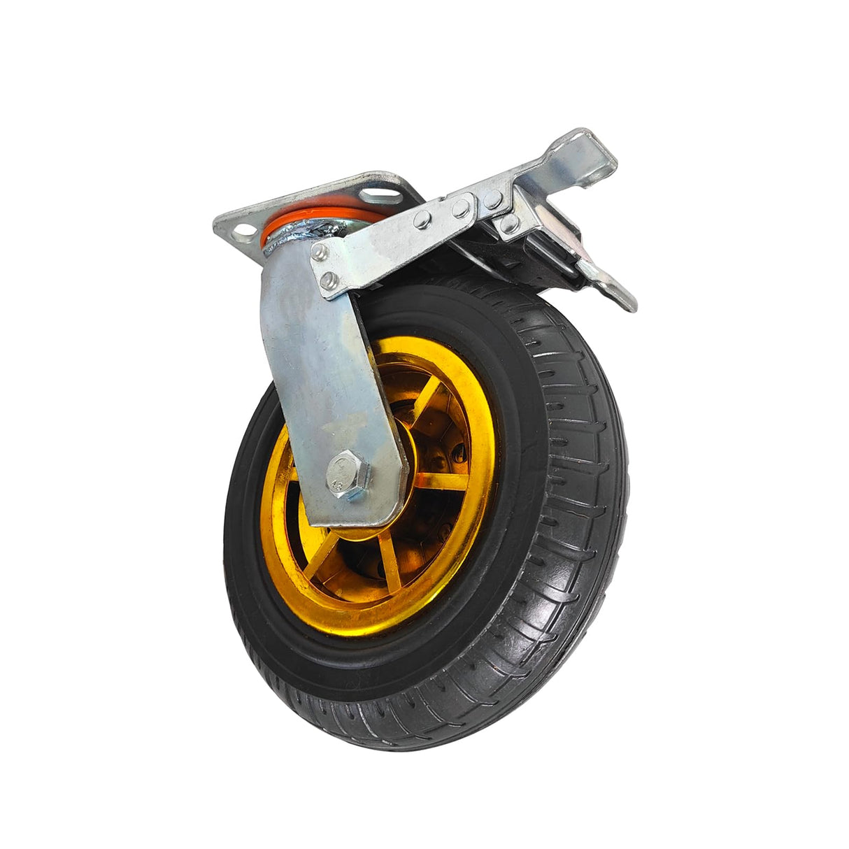 GaeaAuto 8 Inch Heavy Duty Casters Wheels Set of 4 Swivel Industrial Casters Rubber Wheels Tires for Cart Bench Shop Dolly Outdoor Wheels Replacement with 2 Brake and 3000Lbs Load Capacity, 4 Pack GaeaAuto