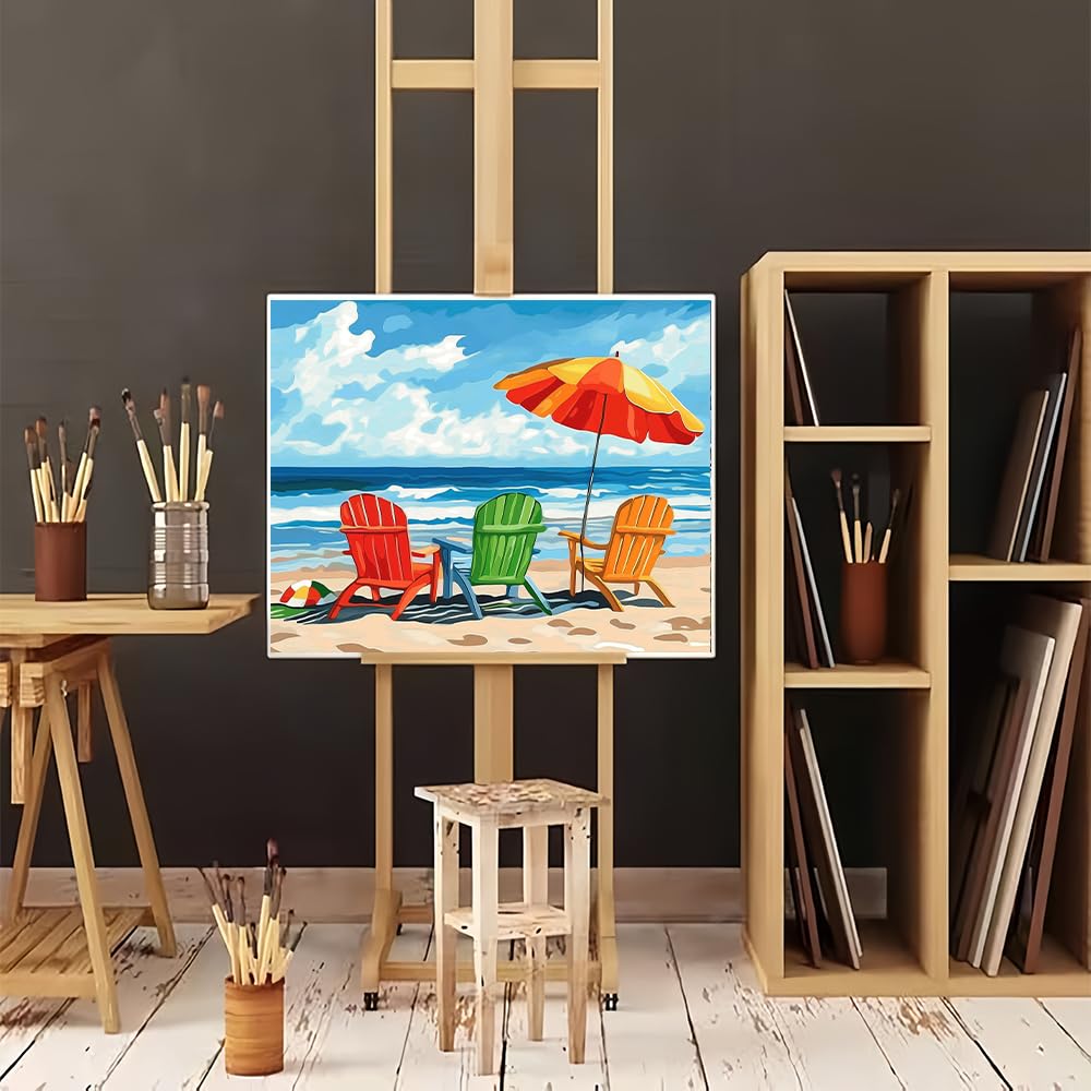 Natuyalo Paint by Numbers Kit for Adults - Beach Seascape Adult DIY Acrylic Painting on Canvas Suitable for Beginners Art Crafts Without Framed (16x20 Inch) Natuyalo