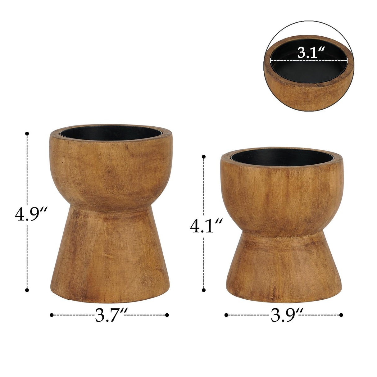 NIKKY HOME Farmhouse Wooden Candle Holders Set of 2, Rusitc Solid Wood Pillar Candlesticks Pedestal, Fireplace Mantle Table Centerpiece Decor, Brown NIKKY HOME