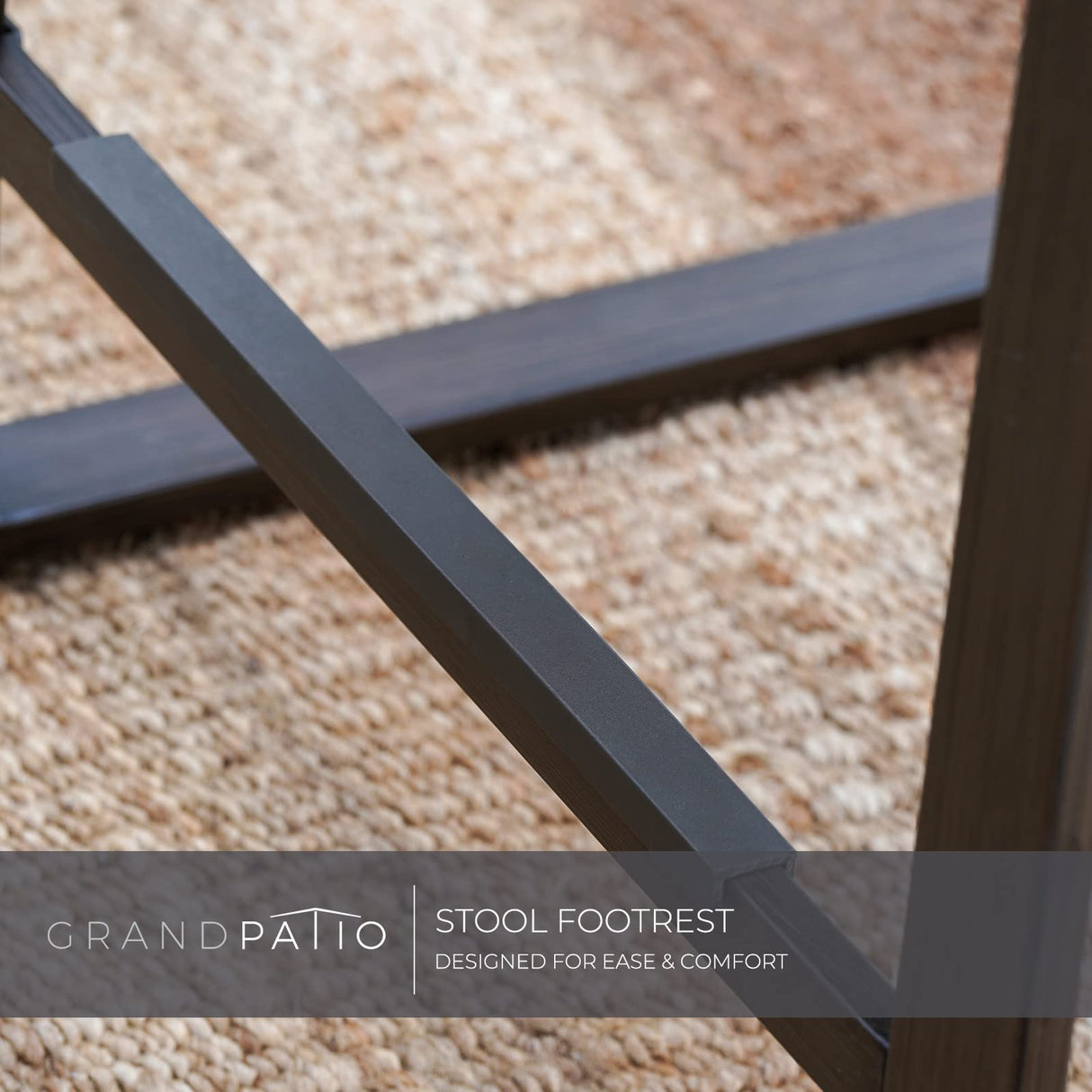 Grand patio 3-Piece Outdoor Counter Height Bar Set with Wood Grain Texture Leather-Look Wicker Bar Set with Market Umbrella Hole Furniture for Patio, Balcony, Garden - Brown Grand patio