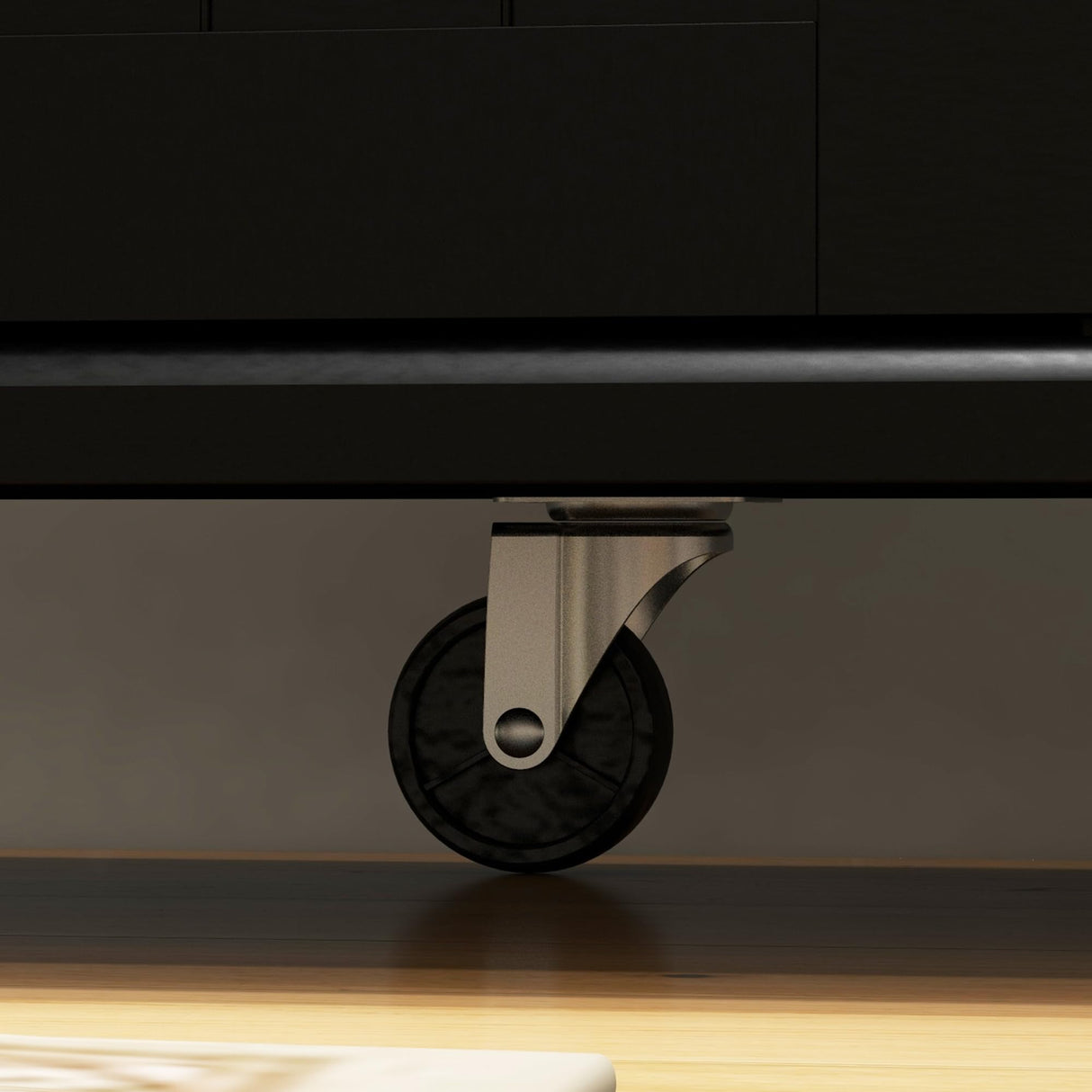 HOMCOM Kitchen Island with Storage, Rolling Kitchen Island on Wheels with Drawer, 3 Cabinets, Stainless Steel Countertop, Spice Rack and Towel Rack, Black HOMCOM