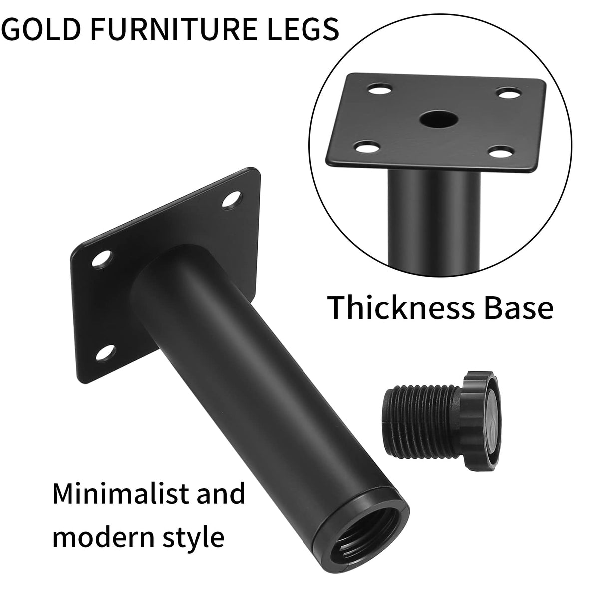 Fulushouxi 4 Pcs Furniture Legs, Metal Cabinet Legs, 4 inches/10 cm Adjustable Furniture Support Feet for Kitchen Shelves Sofa Table Chair Desk Cupboard Furniture Adjustable Legs Feet Foot Fulushouxi