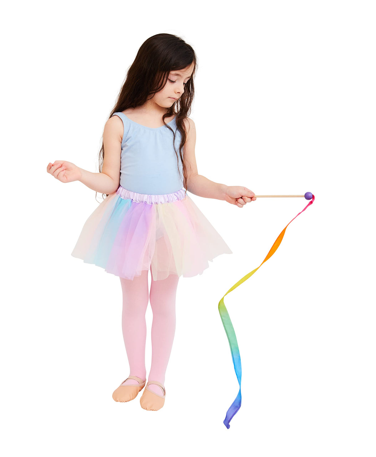 Sarah's Silks Mini Rainbow Streamer - Long Ribbon Wand for Kids, Pretend Play, Dance, Baton Stick Twirling, and Gymnastics Party Favors | 100% Silk and Wood Montessori and Waldorf Toys (1) Sarah's Silks