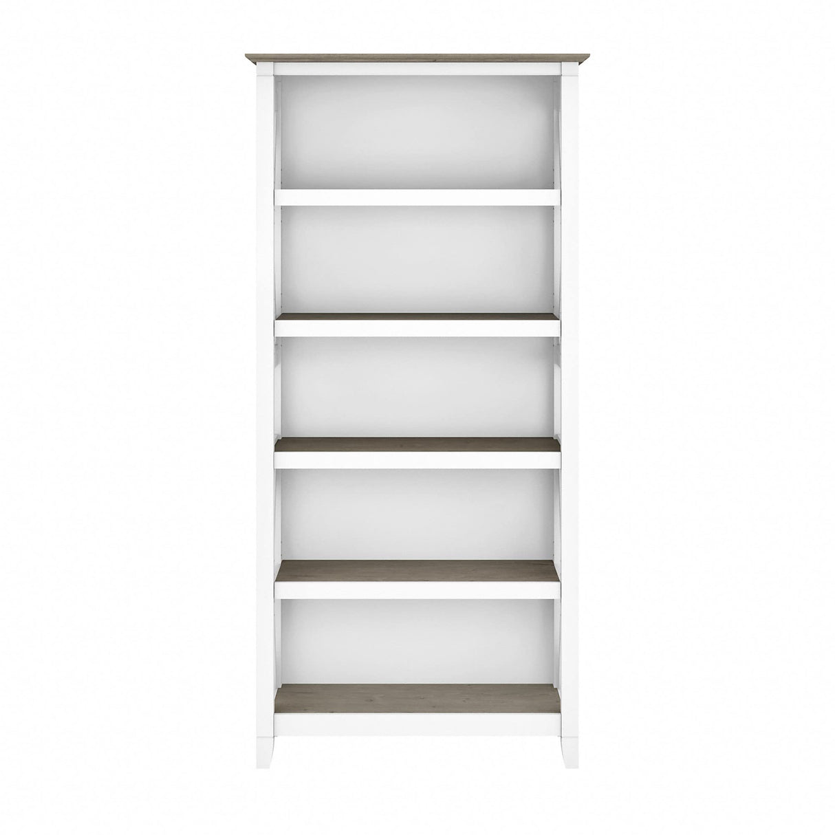 Bush Business Furniture Key West 5-Shelf Bookcase in Shiplap Gray and Pure White Bush Business Furniture