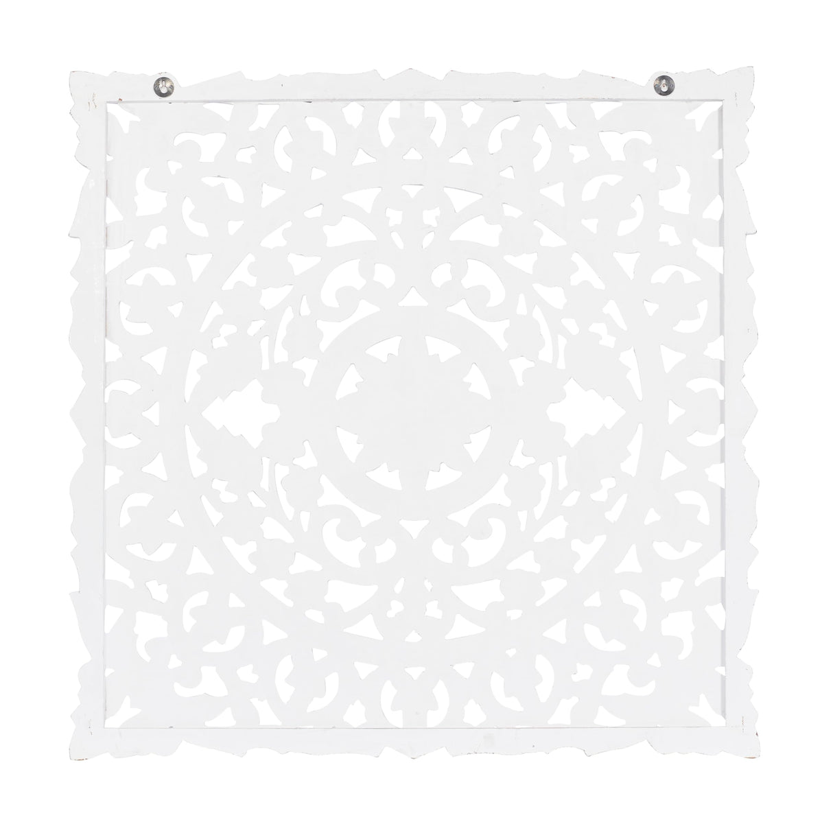 Deco 79 Wooden Floral Handmade Home Wall Decor Intricately Carved Wall Sculpture with Mandala Design, Wall Art 36" x 2" x 36", White Deco 79