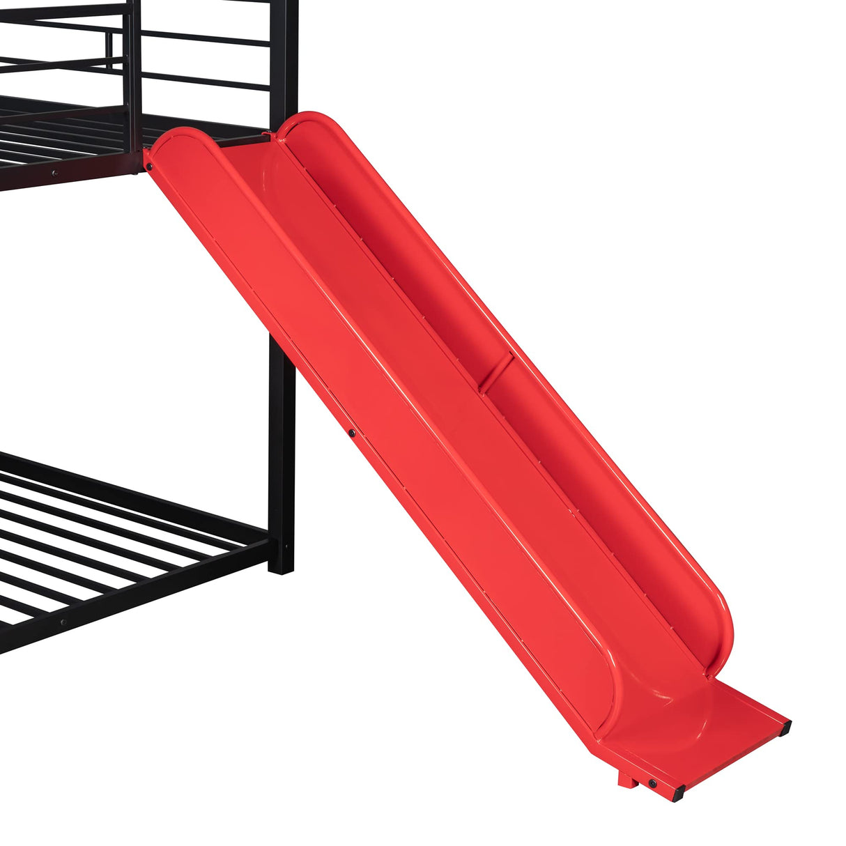 Harper & Bright Designs House Bunk Bed with Slide, Twin Over Twin Bunk Bed with Roof and Guardrails, Metal Bunk Bed Twin Over Twin, House Bed for Kids, Teens, Girls, Boys (Black & Red) Harper & Bright Designs