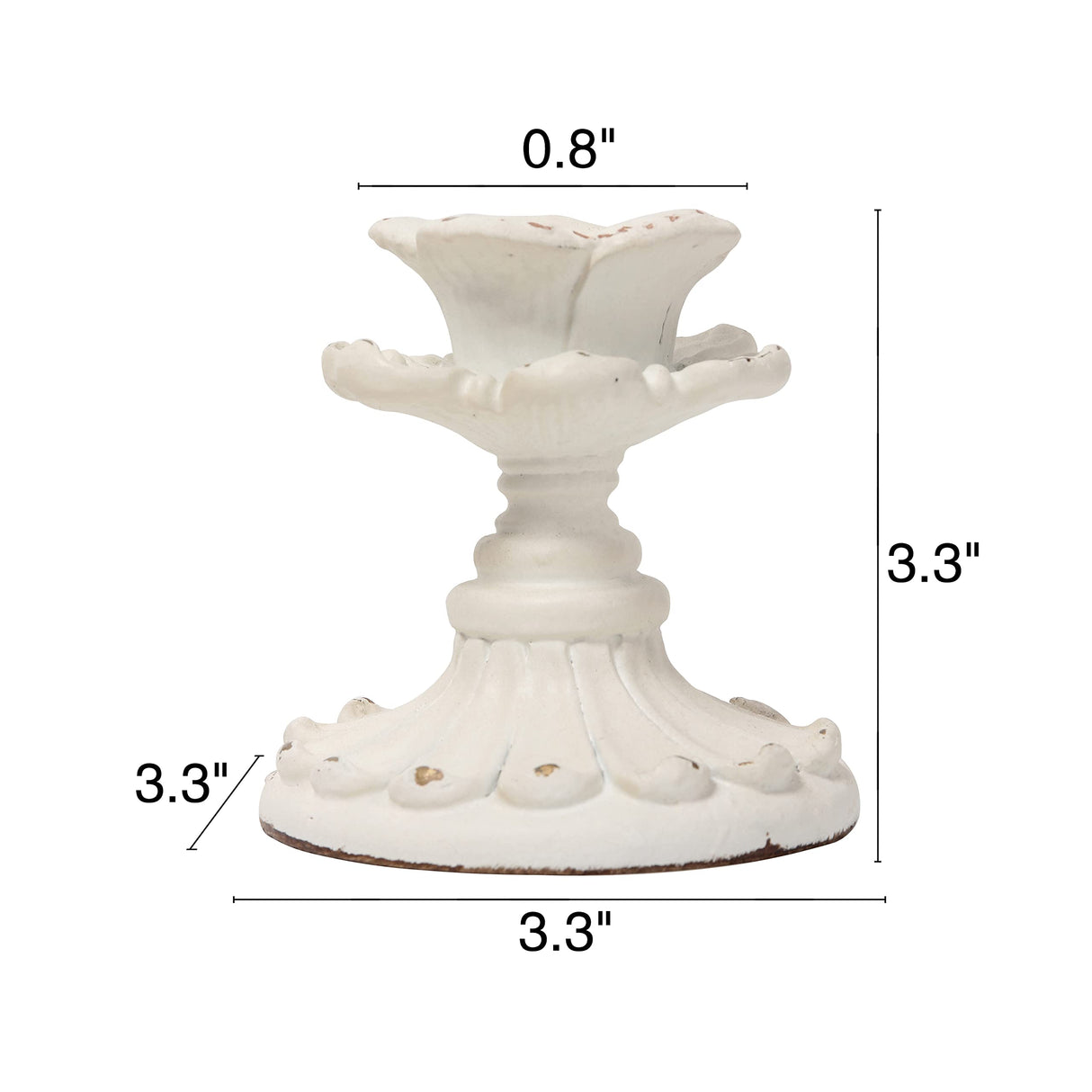 SOFE White Candle Stick Holder Vintage, Flower Candlestick Holder, 3 Inch Resin Taper Candle Holder Small, Short Rustic Candle Centerpieces for Tables, Wedding, Dining, Party SOFE