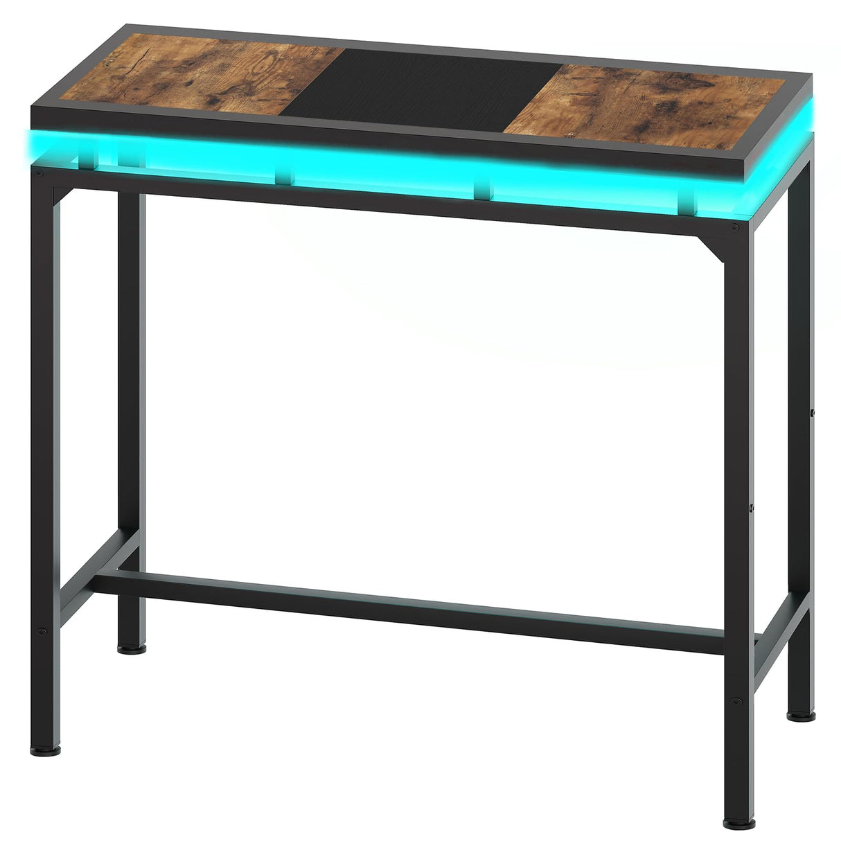 YATINEY Bar Table with LED Lights, Counter Height Table, Bar Height Table, Pub Table, Gaming Table, Metal Frame, for Living Room, Dining Room, Pub, Black BT01DBK YATINEY