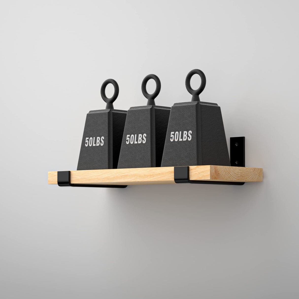 LuckIn 10 Inch Wall Shelf Brackets (Fit 9.25" Board) 4-Pack, Heavy Duty Black Iron, Garage, Kitchen, Bathroom Floating Shelf Hardware LuckIn