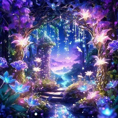 Waterfall Landscape Diamond Painting Kits for Adults, Luminous Flower 5D Diamond Art Kits for Adults Beginner, DIY Full Round Drill Gem Crystal Art Forest Scenery for Home Decor 12x12Inch