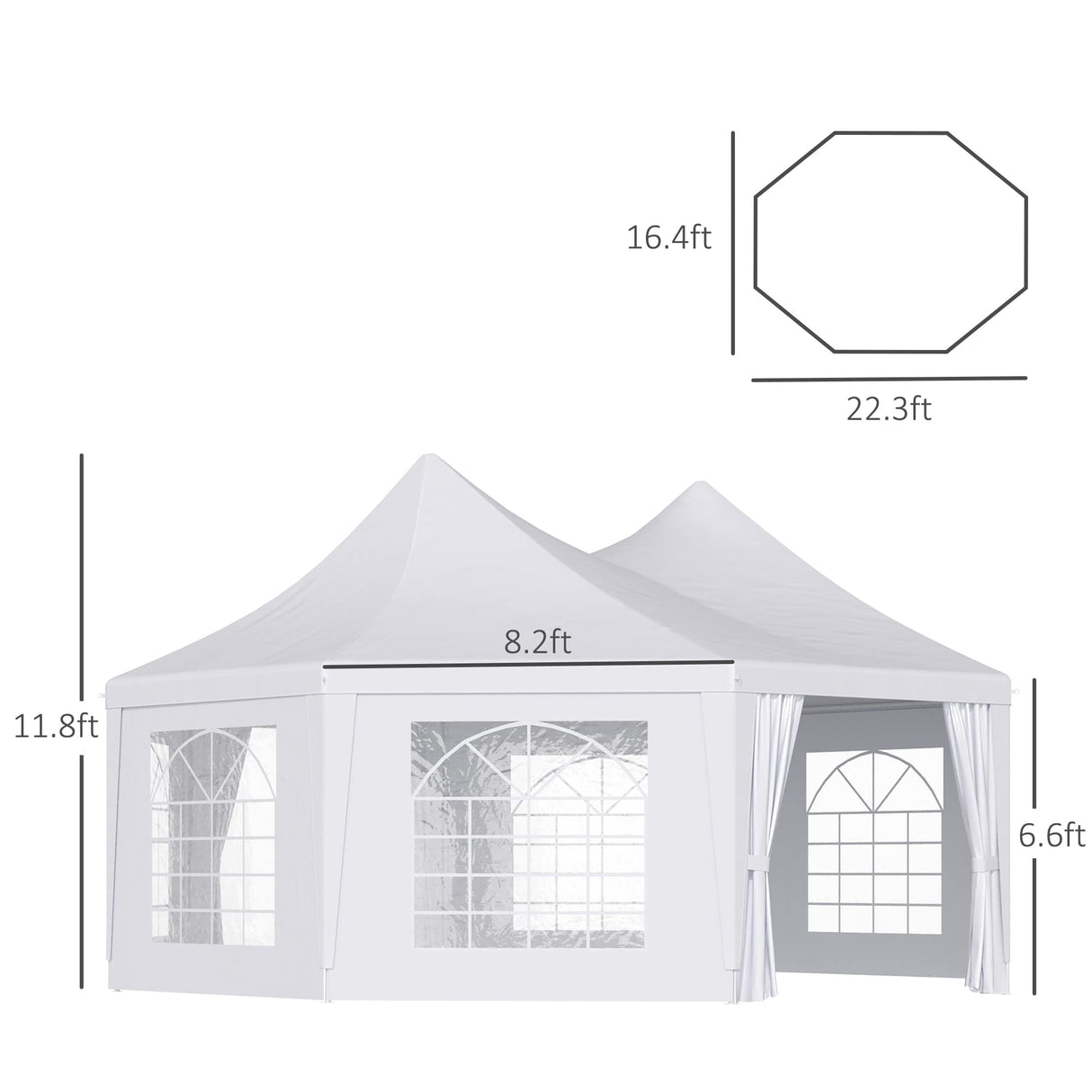 Outsunny 22 x 16 ft Party Tent, Wedding Tent with Sidewalls, Heavy Duty Event Tent with 2 Doors and 6 Windows, Outdoor Gazebo Tent for Party, White Outsunny