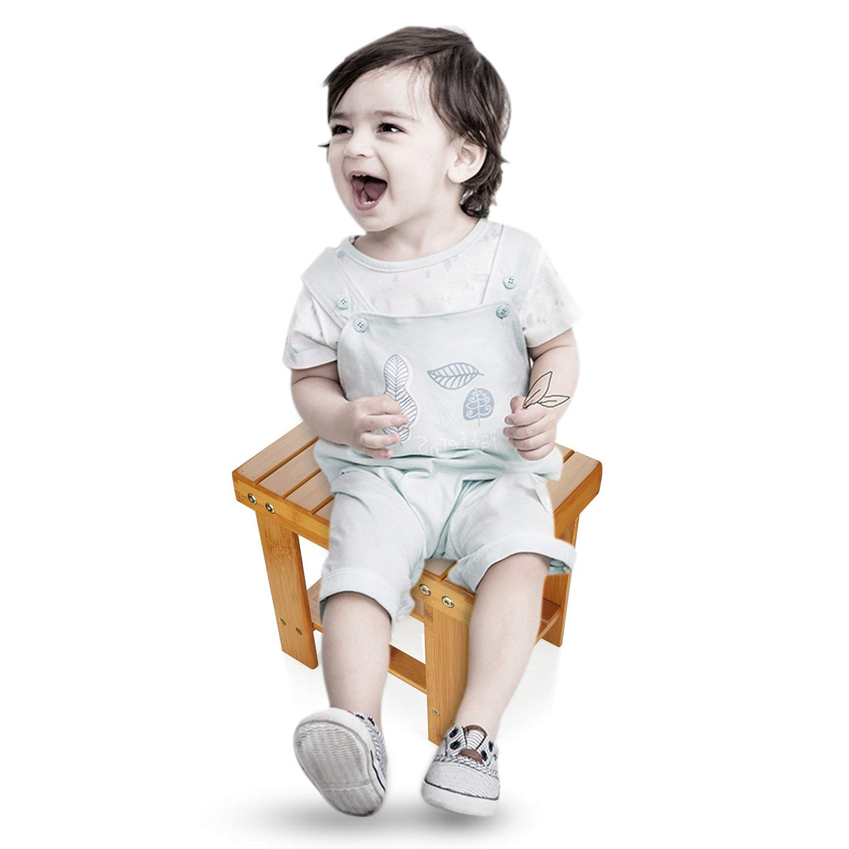 STARVAST Small Bamboo Step Stool for Kids, 10 inch High Multi-Functional Wooden Stool Seat Foot Rest Ideal for Entryway Foyer Hallway Garden STARVAST