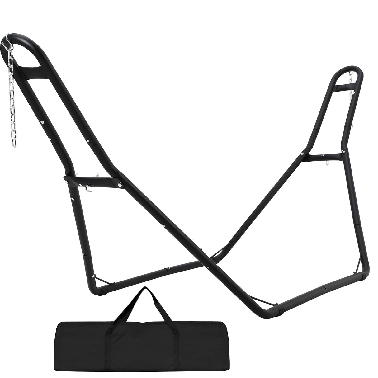 PioneerWorks Hammock Stand, Steel Hammock Frame Heavy Duty 550 LBS Capacity 2Person, Fits Hammocks 9 to 14 Ft, Portable Hammock Rack Adjustable Universal for Indoor Outdoor Backyard Camping Use PioneerWorks