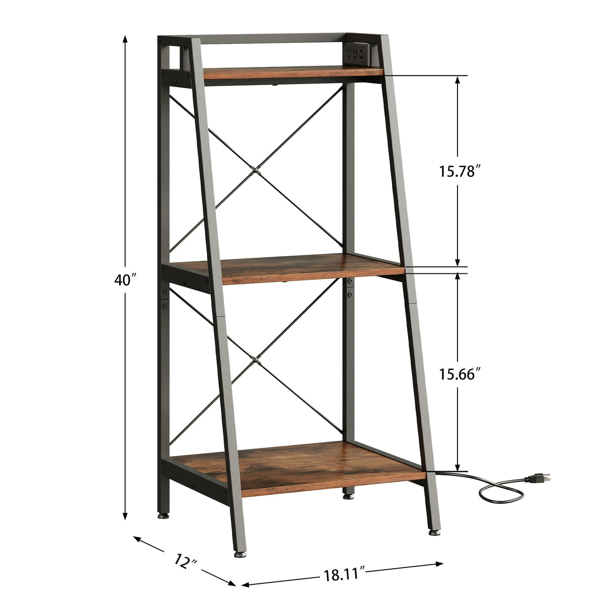 Herture 3-5.5 Gallon Fish Tank Stand with Shelf, Metal Frame Aquarium Stand with Storage and Power Outlet, for Multiple Fish Tank, 16.53" L*14.41" W Reptile Tank Rustic Brown PG11YGN Herture