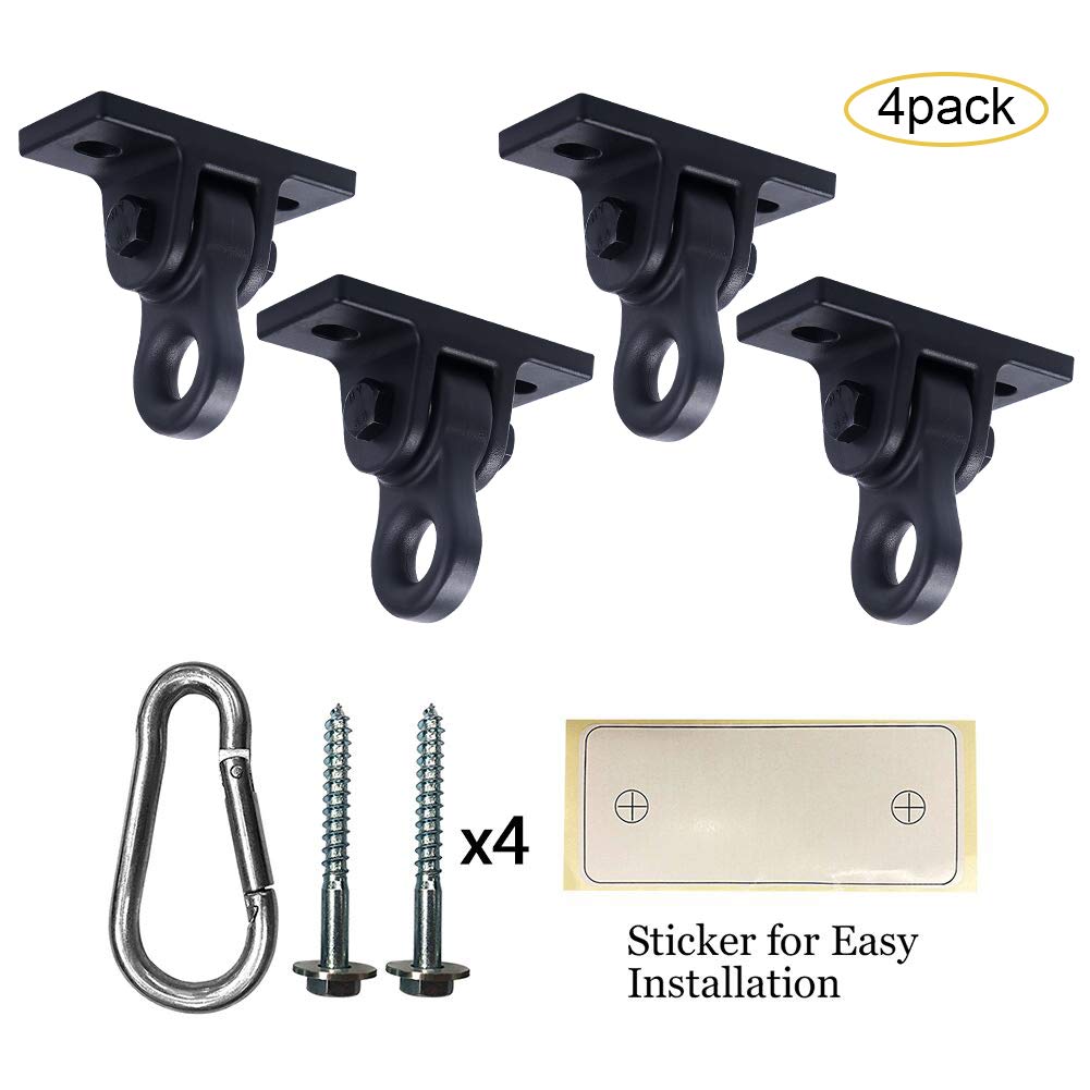 ABUSA Heavy Duty Black Swing Hangers Screws Bolts Included Over 5000 lb Capacity Playground Porch Yoga Seat Trapeze Wooden Sets Indoor Outdoor (4 Pack) ABUSA